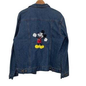 Vintage Disney Mickey Mouse denim jean jacket oversized blue sere medium